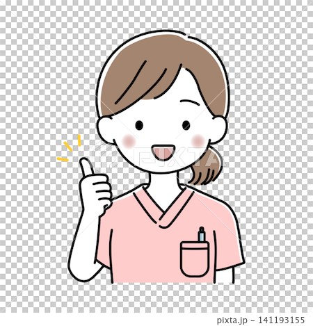 女護士上半身豎起大拇指的向量圖。 女護士上半身豎起大拇指的向量圖。 141193155