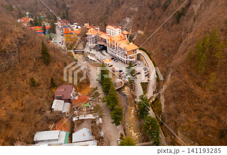 Aerial view of the resort town of Borjomi 141193285