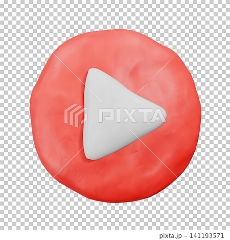一個用黏土製作的圓形播放圖示的3DCG圖像。一個可愛的視訊播放按鈕圖示。 一個用黏土製作的圓形播放圖示的3DCG圖像。一個可愛的視訊播放按鈕圖示。 141193571
