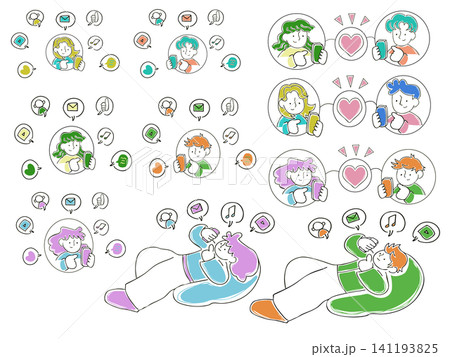 SNSを楽しむ人々セット 141193825