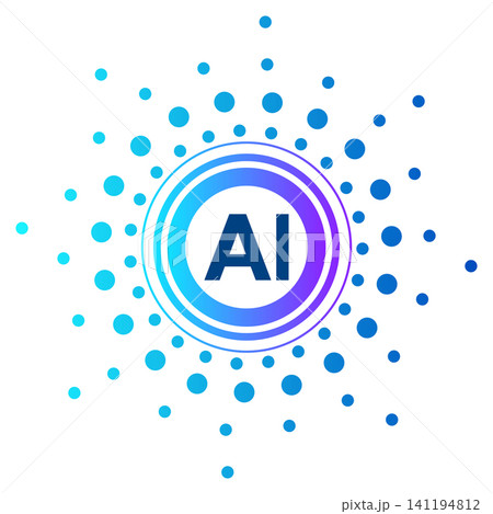 Artificial intelligence AI logo icon with blue gradient circular dots Artificial intelligence AI logo icon with blue gradient circular dots 141194812
