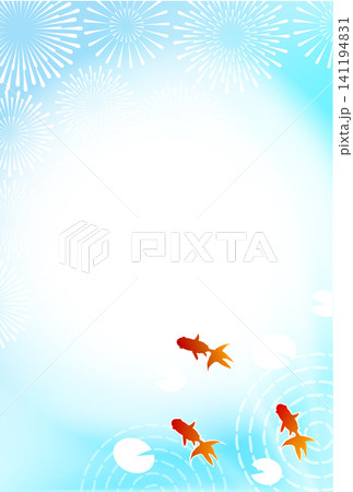 金魚と花火の夏らしい涼しげな背景素材 金魚と花火の夏らしい涼しげな背景素材 141194831