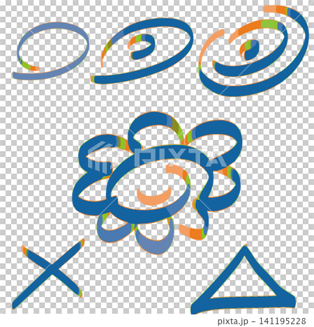 Hand-drawn Hanamaru set. Blue Hand-drawn Hanamaru set. Blue 141195228