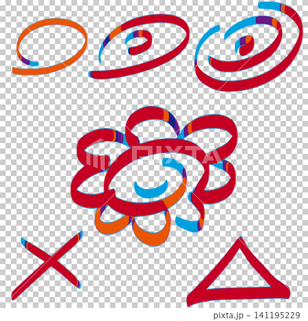 Hand-drawn Hanamaru set. Red Hand-drawn Hanamaru set. Red 141195229