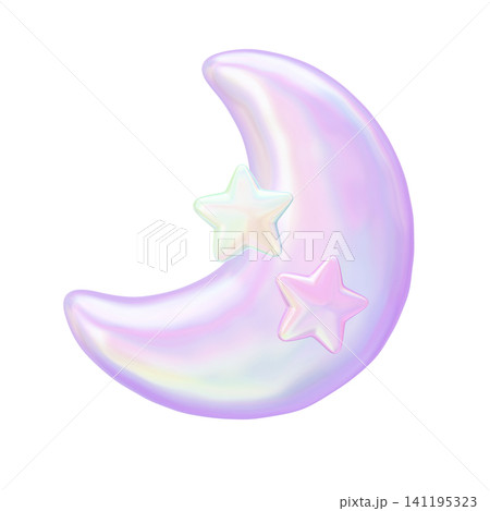 ゆめかわいい3Dイラストオーロラ素材 月と星 ゆめかわいい3Dイラストオーロラ素材 月と星 141195323