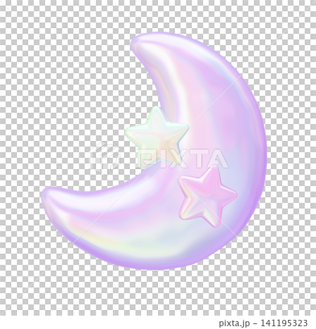 ゆめかわいい3Dイラストオーロラ素材 月と星 ゆめかわいい3Dイラストオーロラ素材 月と星 141195323