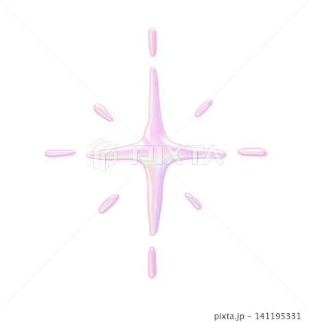 ゆめかわいい3Dイラストオーロラ素材　キラキラ 141195331