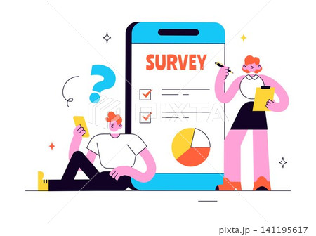 Survey Vector Illustration Featuring Online Questionnaire Form, Customer Feedback, User Opinion, Rating Checklist, Data Collection and Market Research 141195617