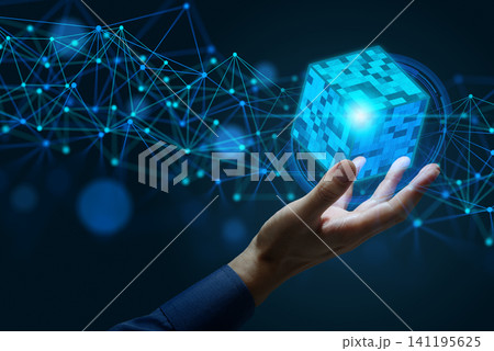 ビッグデータのマイニングと処理。ネットワークを介した複数のソースからのデータ収集する抽象的なイメージ ビッグデータのマイニングと処理。ネットワークを介した複数のソースからのデータ収集する抽象的なイメージ 141195625