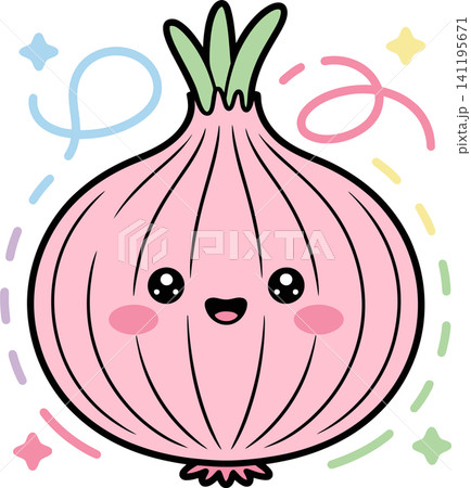 Cute Smiling Onion Cartoon Illustration Cute Smiling Onion Cartoon Illustration 141195671