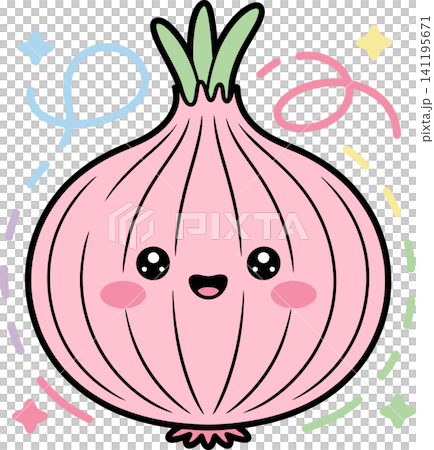 Cute Smiling Onion Cartoon Illustration Cute Smiling Onion Cartoon Illustration 141195671