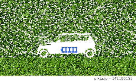 環境にやさしい暮らし、電気自動車をイメージしたペーパーアート 環境にやさしい暮らし、電気自動車をイメージしたペーパーアート 141196153