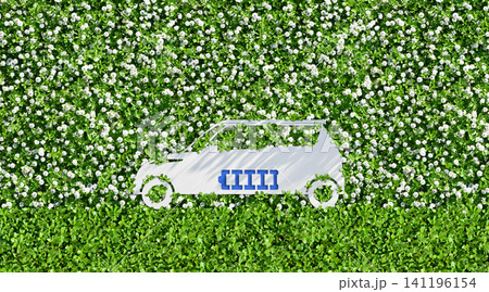 環境にやさしい暮らし、電気自動車をイメージしたペーパーアート 環境にやさしい暮らし、電気自動車をイメージしたペーパーアート 141196154