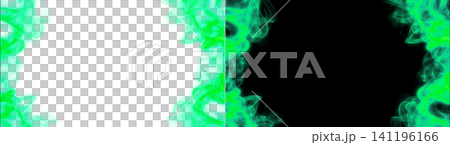 Green smoke frame, glowing smoke, transparent background material. Green smoke frame, glowing smoke, transparent background material. 141196166