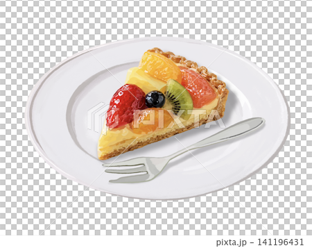 Fruit tart (with plate and fork) Fruit tart (with plate and fork) 141196431