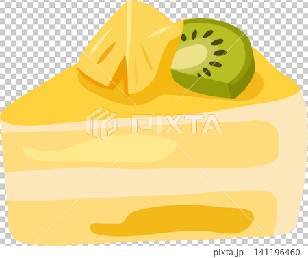 Fruit Cake Slice With Mango And Kiwi Flat Food Illustration Fruit Cake Slice With Mango And Kiwi Flat Food Illustration 141196460