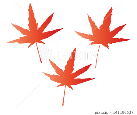 赤い紅葉の葉のグラデーションイラスト素材セット 赤い紅葉の葉のグラデーションイラスト素材セット 141196537