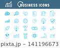 Business icons set in thin line style. Vector illustrations of marketing, financial growth, AI technology, strategy, and management symbols for website design and infographics. 141196673
