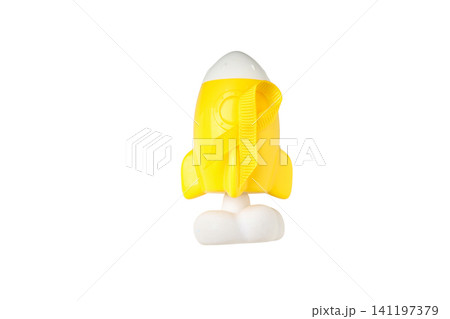 Vibrant rocket toy for imaginative play, isolated on white, PNG 141197379