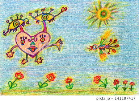 色鉛筆画 心の声 夢見る ハート 色鉛筆画 心の声 夢見る ハート 141197417