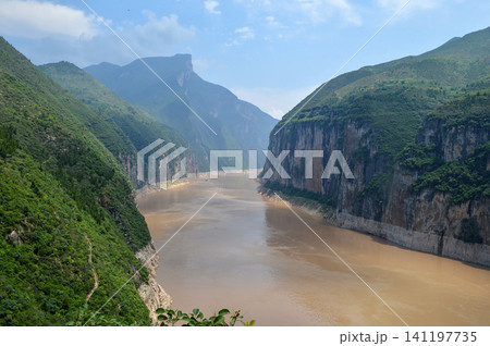 Panoramic View of Qutang Gorge on the Yangtze River in China Panoramic View of Qutang Gorge on the Yangtze River in China 141197735