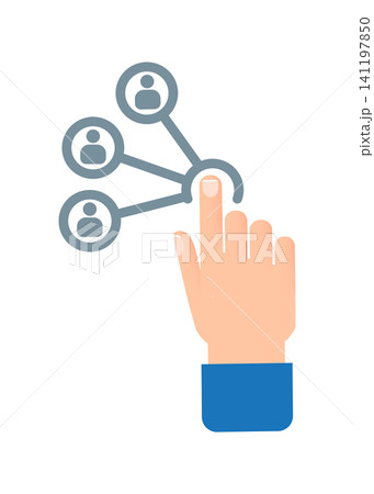 hand touching digital screen to select user group from network hand touching digital screen to select user group from network 141197850