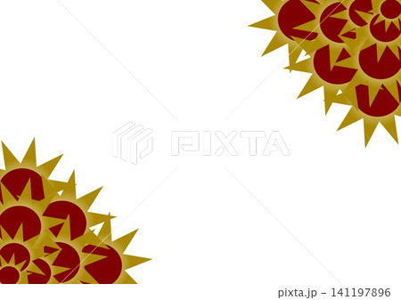 Elegant Gold and Red Flower Starburst Diagonal Corner Ornament on White Background Elegant Gold and Red Flower Starburst Diagonal Corner Ornament on White Background 141197896