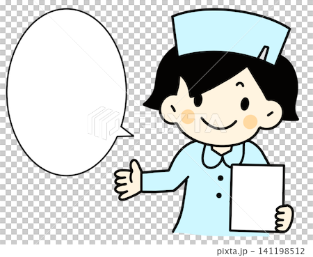 Nurse illustration, speech bubble, "Please," guidance, palm, medical chart, hospital, medical, woman, cute, hand-drawn. Nurse illustration, speech bubble, "Please," guidance, palm, medical chart, hospital, medical, woman, cute, hand-drawn. 141198512