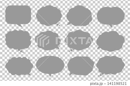 Hand-drawn speech bubble illustration (grayscale) | Adjustable speech bubble opening - Vector material Hand-drawn speech bubble illustration (grayscale) | Adjustable speech bubble opening - Vector material 141198521