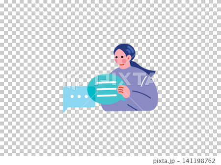 Illustration of a woman returning a message 141198762
