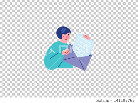 メールを確認する男性のイラスト メールを確認する男性のイラスト 141198765