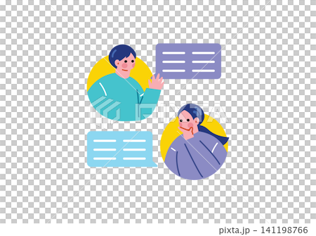 Illustration of a man and woman chatting. Illustration of a man and woman chatting. 141198766