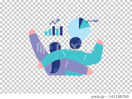 肩を組んで喜ぶビジネスパーソンのイラスト 肩を組んで喜ぶビジネスパーソンのイラスト 141198769