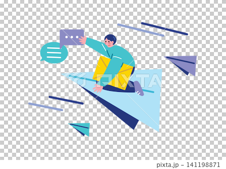 メールを送信する男性のイラスト 141198871