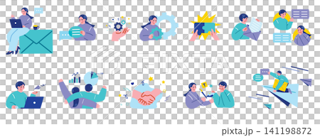 Business Communication Illustration Set Business Communication Illustration Set 141198872