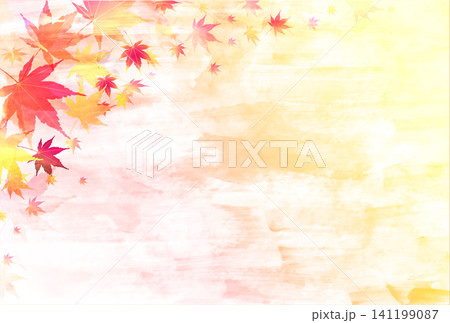秋の紅葉を描いた優雅な水彩画風の背景 141199087