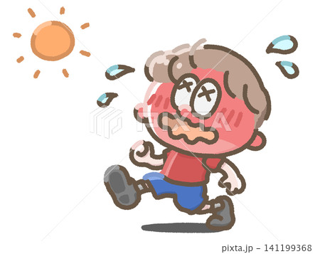 太陽の下で運動する子どものイラスト 太陽の下で運動する子どものイラスト 141199368