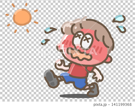 太陽の下で運動する子どものイラスト 太陽の下で運動する子どものイラスト 141199368