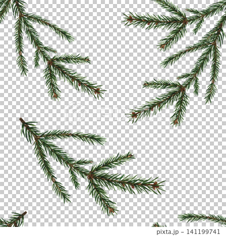 Seamless pattern of fir branches. Hand-drawn watercolor illustration. Perfect for Christmas packaging, seasonal holiday prints, textiles, wallpaper, tablecloths, and more. Seamless pattern of fir branches. Hand-drawn watercolor illustration. Perfect for Christmas packaging, seasonal holiday prints, textiles, wallpaper, tablecloths, and more. 141199741