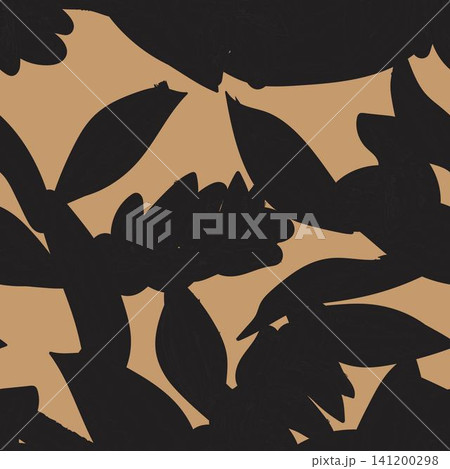 Organic brushstroke botanical textile pattern design in black and beige for fashion and home textiles Organic brushstroke botanical textile pattern design in black and beige for fashion and home textiles 141200298