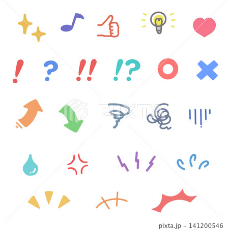 手描き風のかわいいアイコンセット(カラー) 手描き風のかわいいアイコンセット(カラー) 141200546