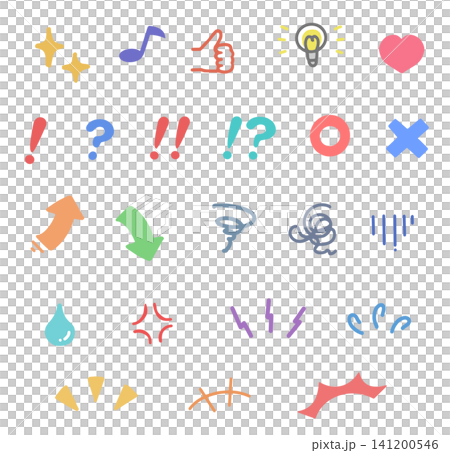 手描き風のかわいいアイコンセット(カラー) 手描き風のかわいいアイコンセット(カラー) 141200546