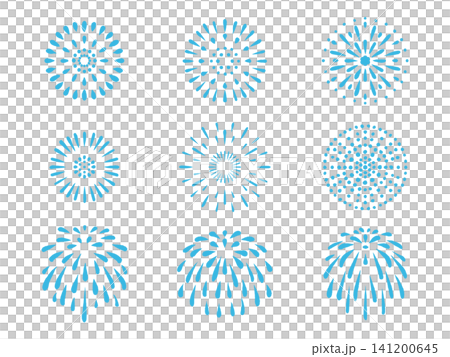 Set of blue fireworks (simple illustration) Set of blue fireworks (simple illustration) 141200645
