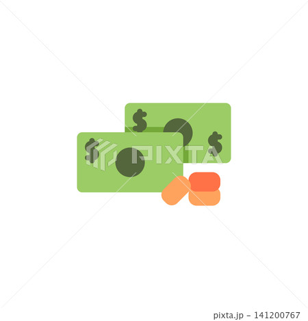 Money icon for financial or payment feature in application. Dollar coin or banknote symbol for wallet or transaction. Icon design flat style Money icon for financial or payment feature in application. Dollar coin or banknote symbol for wallet or transaction. Icon design flat style 141200767