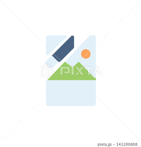 Crop image icon for trimming picture edges in application. Corner cutter symbol for photo editor or design software. Icon design flat style Crop image icon for trimming picture edges in application. Corner cutter symbol for photo editor or design software. Icon design flat style 141200808