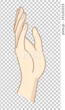 Illustration of a hand-raising gesture viewed from the side | Presentation, offering, guidance, hand-raising pose, simple flat vector 141201019
