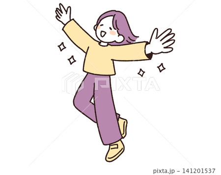 解放感で飛ぶ女性 141201537