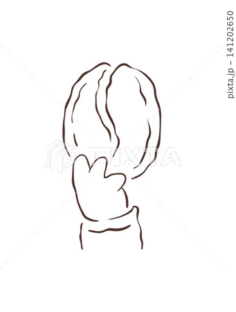 A Hand Holding A Large Fresh Roasted Coffee Bean Vector Line Art Illustration A Hand Holding A Large Fresh Roasted Coffee Bean Vector Line Art Illustration 141202650