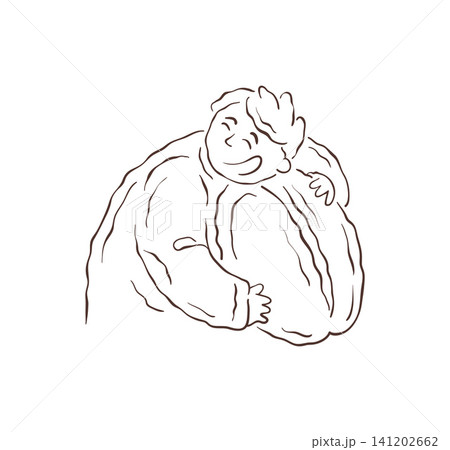 A Cheerful Person Tenderly Embracing A Huge Roasted Coffee Bean Vector Illustration 141202662