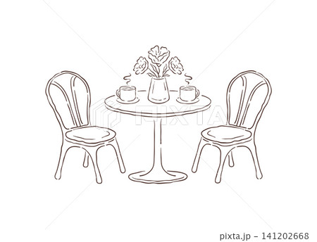 A Romantic Cafe Table For Two With Coffee And Flowers Vector Illustration A Romantic Cafe Table For Two With Coffee And Flowers Vector Illustration 141202668